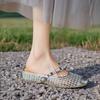 Fashion 2025 Fashion Weave Summer Women Sandals Shoes Flats Heels Microfiber Slippers Mary Jane Party Shoes Dress Size 35-40