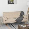 3-Seater Sofa Bed with Backrest Adjustable To 3 Levels, 2 Cushions and Removable Armrests, Beige, 185x84x85cm