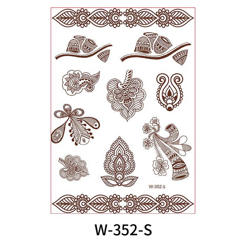 Indian Lace Tattoo Sticker Reddish-Brown Waterproof Tattoo Sticker