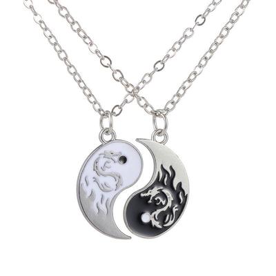 Couple Pendant Necklace Bagua Dragon Totem Splicing Necklace