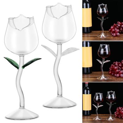 Décoration de Maison pour Fête Verre à Cocktail Verre à Champagne Verre à Vin Rouge Calice Forme Fleur Rose Jus