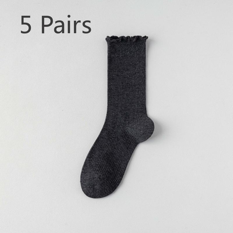

5 пар однотонных летних тонких хлопковых сетчатых носков без косточек с ушами средней длины 5 Pairs