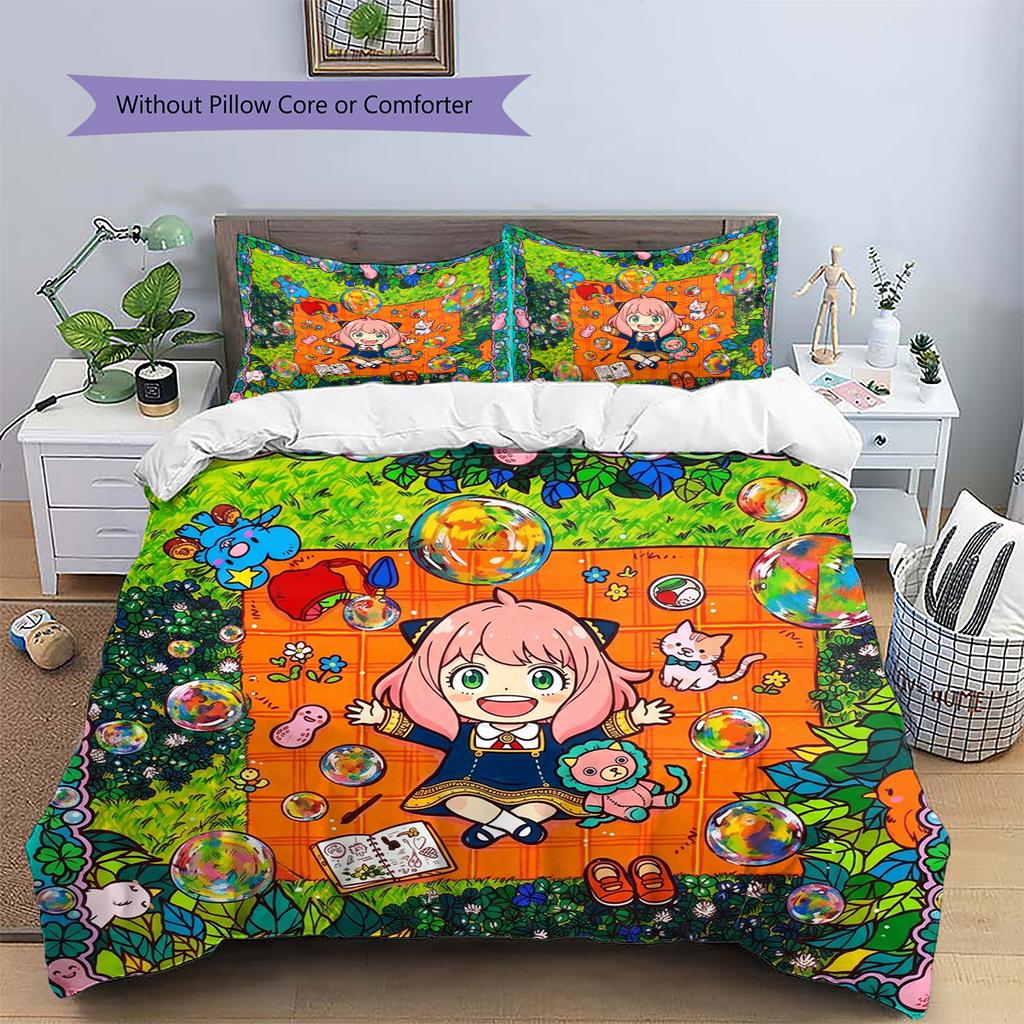 Anya Forger Pattern Bedding Quilt Set Quilt Cover Pillowcase Home Decoration Birthday Gift (1 * duvet cover + 2 * pillowcase, without core)
