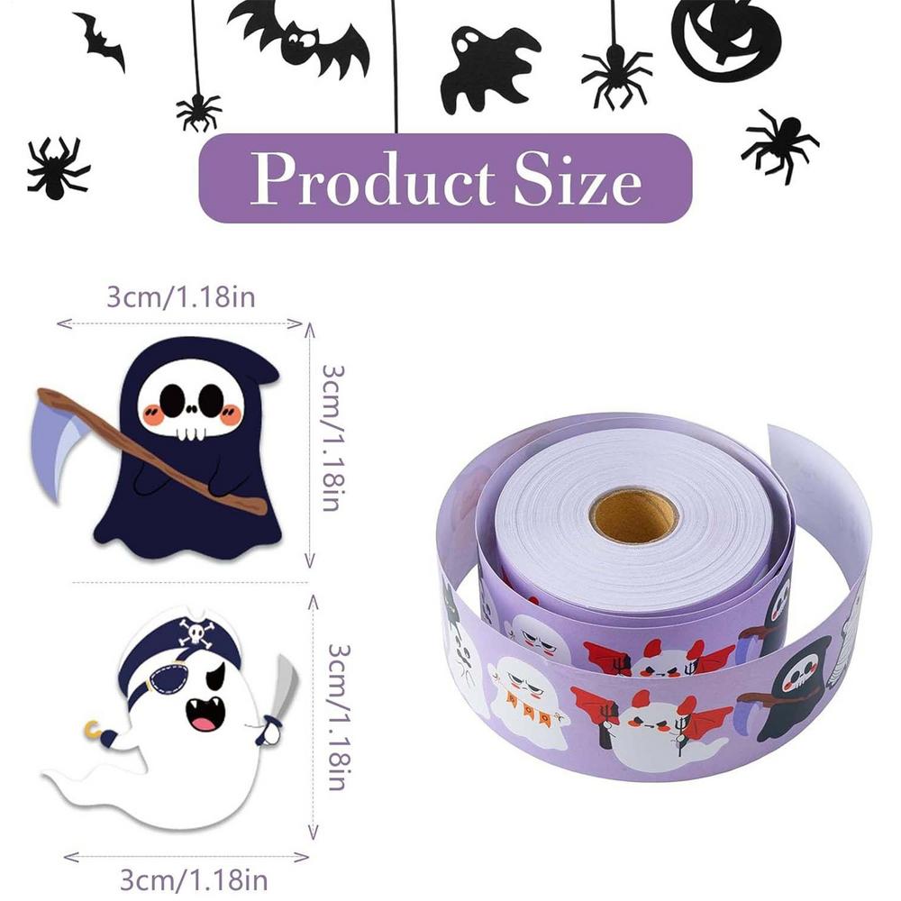 

Halloween Sticker Roll Halloween Ghost Stickers Roll Scary Halloween Sticker Set 500 Pcs Holiday Ghost Water Bottle Decal