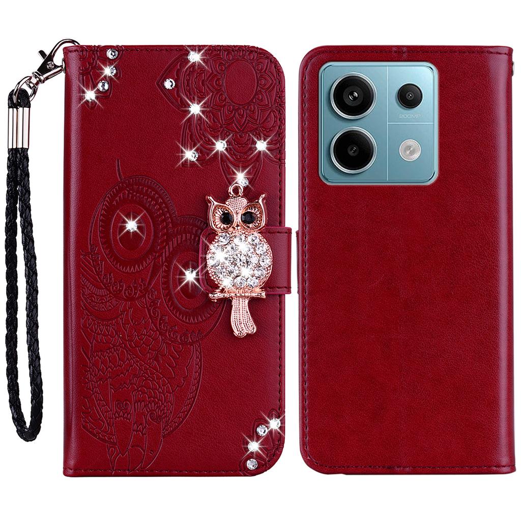 For Xiaomi Redmi Note 13 Pro 5G/Poco X6 5G Case Wallet Flip Phone Leather Cover Owl Flower Imprinted