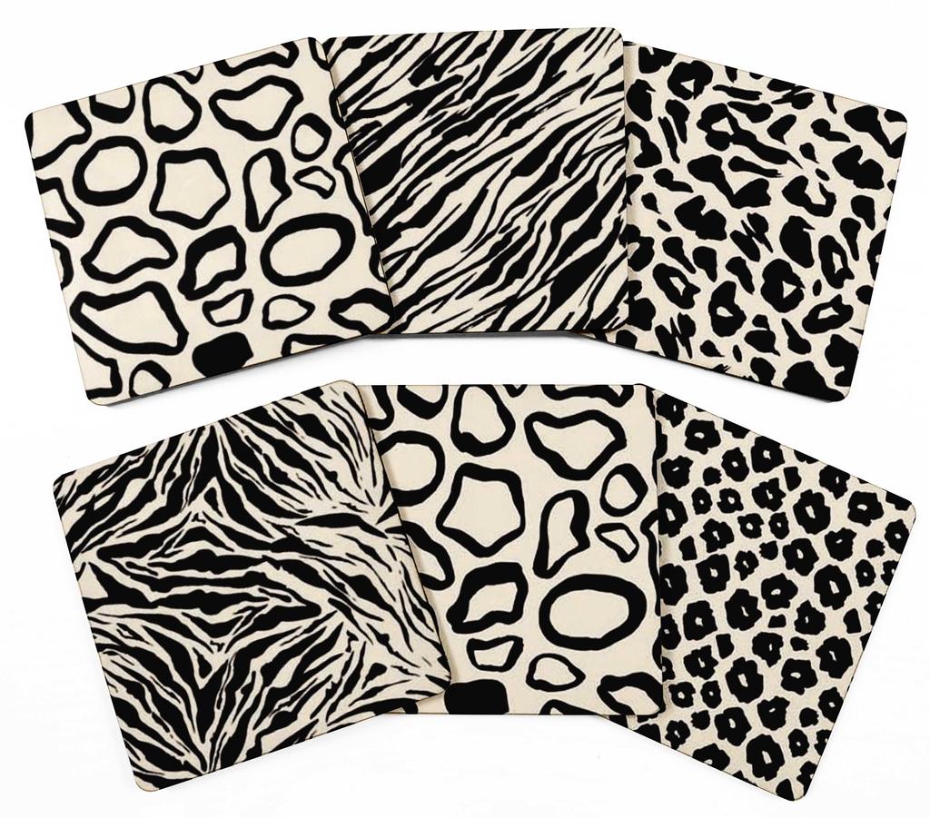 Inkdotpot Set of 6 Drink Coasters Decorative Non,Slip Cork Base 4-inch Square Printed Coasters Easy Clean