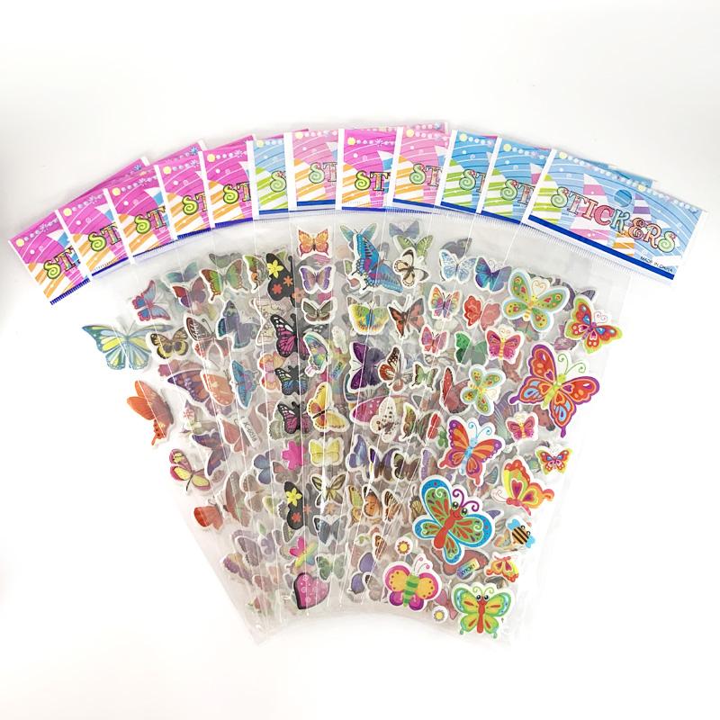 12 Sheets/Pack Cute Bulk 3D Puffy Stickers for Kids Scrapbooking Laptop Mobile Phone Decoration Girl Boy Birthday Gift