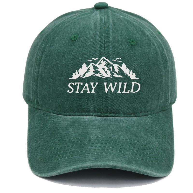 Stay Wild Mountain Embroidered Baseball Cap With Soft Top For Outdoor Sunshade