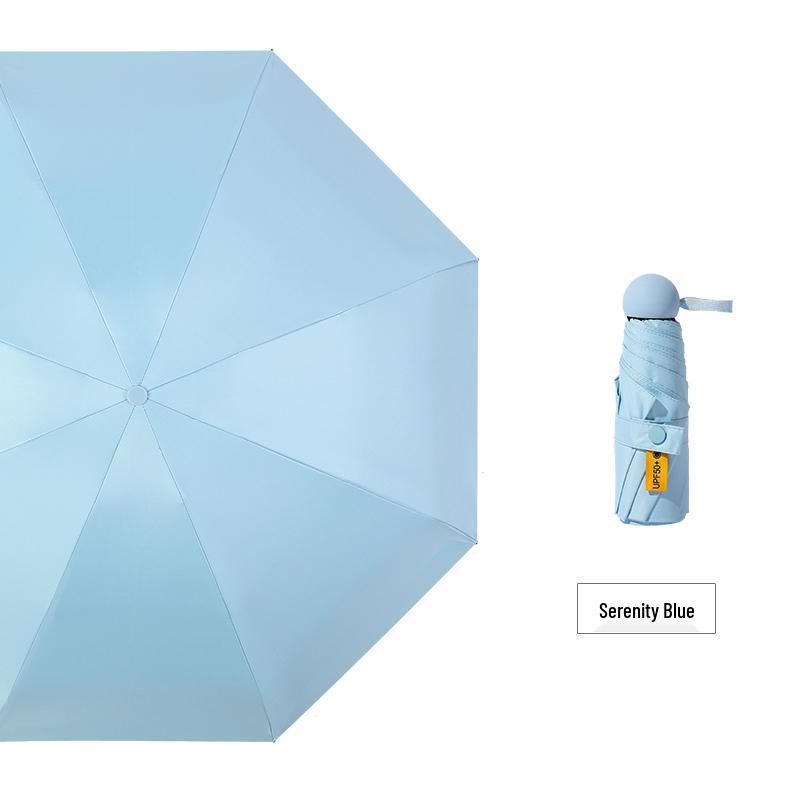 Mini 5-Fold Rain or Sun Umbrella: Compact, Thick, UV Protective Shade for Women