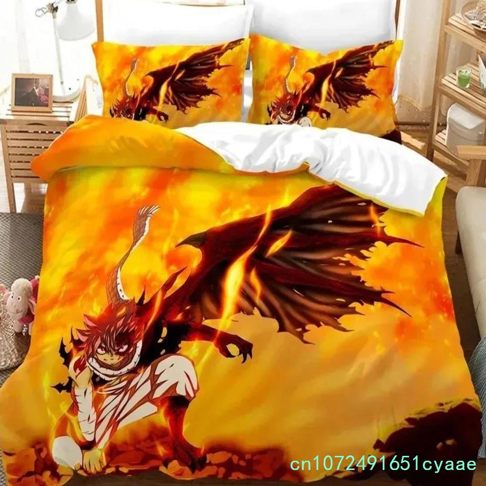 3D Print Fairy Tail Anime Bedding Set Duvet Cover Bed Set Quilt Cover Pillowcase Comforter King Queen Size Boys Adult Bedding