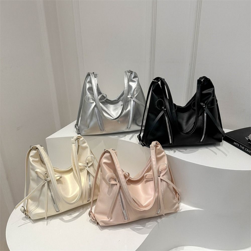 Korean New Style Bow Tote Bag Large Capacity Bow Crossbody Bag Bowknot Shoulder Bag  Outdoor