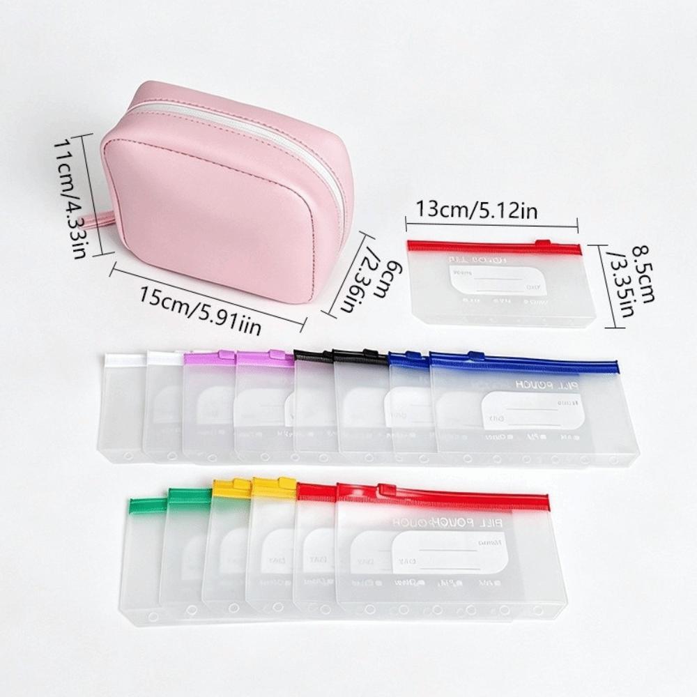7/14PCS Portable Waterproof Pill Pouch Set Leakproof Zippered Pouches 7-Day Pill Organizer Moisture-proof PU Leather
