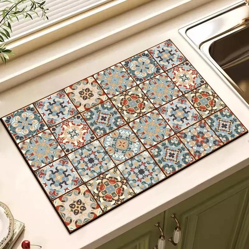 Bulaşık Kurutmak İçin Drenaj Pedi Dekorasyon Matı Mutfak İçin Emici Bulaşık Matı Emici Bulaşık Kurutma Matı Mutfak Halı Malzemeleri