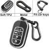 For Honda Key Fob Cover,Case With Keychain,Soft TPU Protection Key Shell/Skin,5 Buttons Fit   Accord Civic HR-V CR-V Pilot Remote Key(Black)