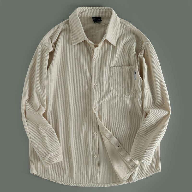 Big Brand Cattle Goods Designer Recommend Spring and Autumn Corduroy Men's Lapel Long Sleeve Shirt Delicate and Soft Plus Size Shirts