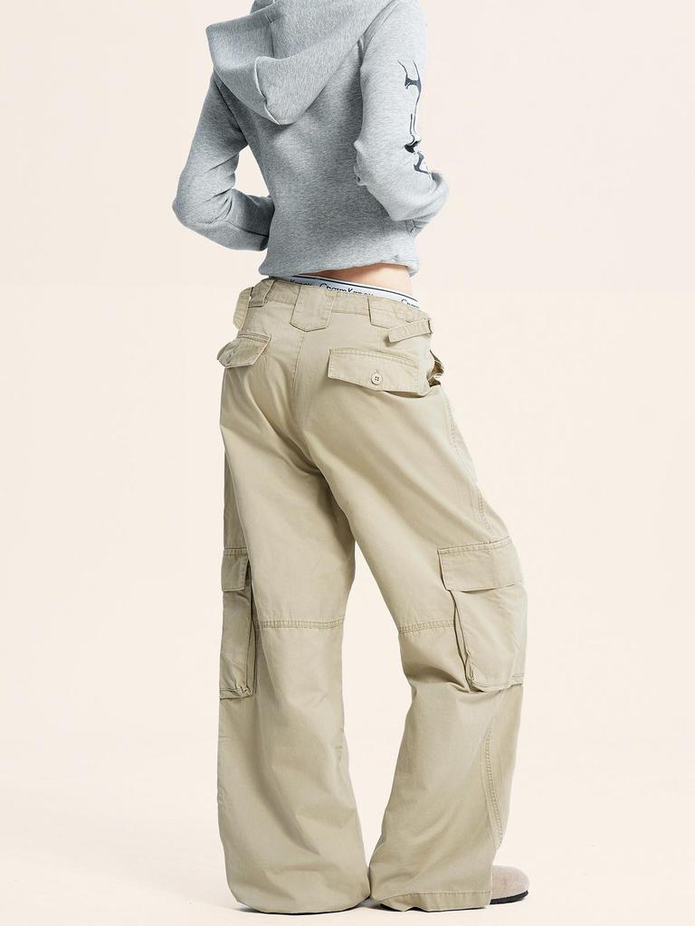 Yongfang Retro Unisex Lockerer Schnitt Cargohose mit Mehrfachtaschen-Design