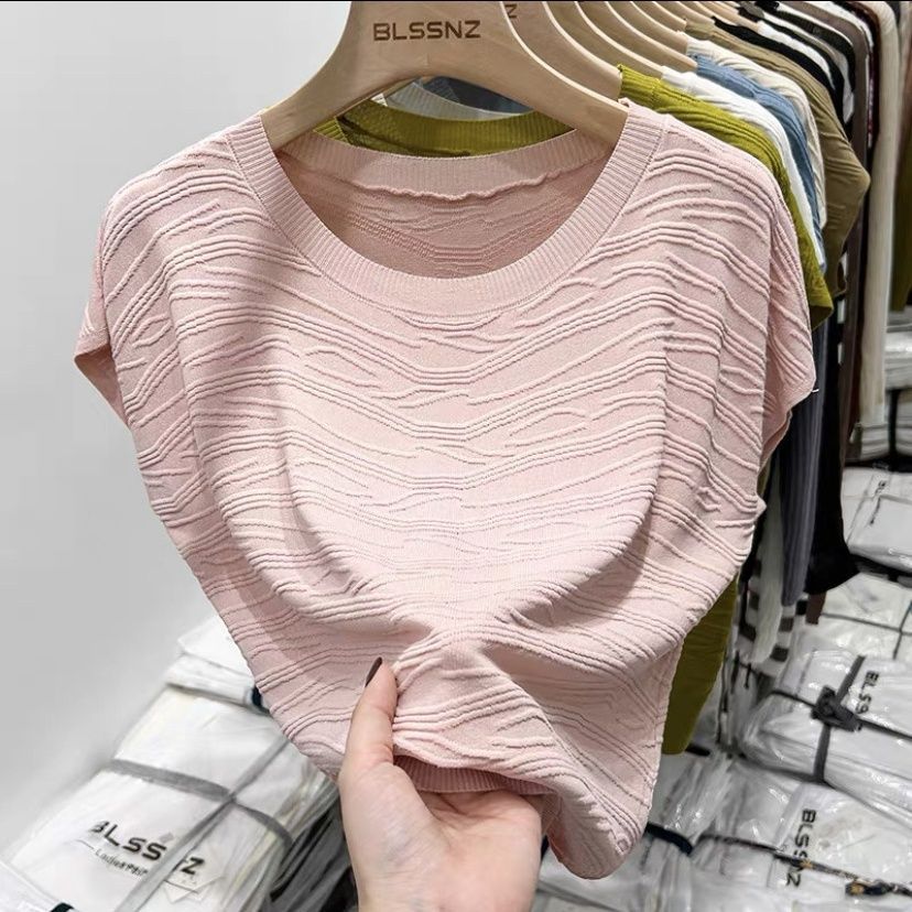 Tricoturi cu mâneci scurte Vară pentru femei Nou Top Slim Fit La modă Versatil Tricou Femei