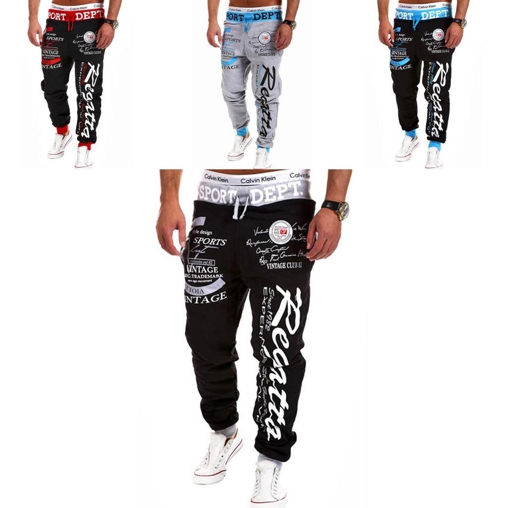 Classic Men's Letter Sport Sweat Pants Jogging Jogger Trousers Tracksuit Bottoms With Stylish Drop Crotch Design