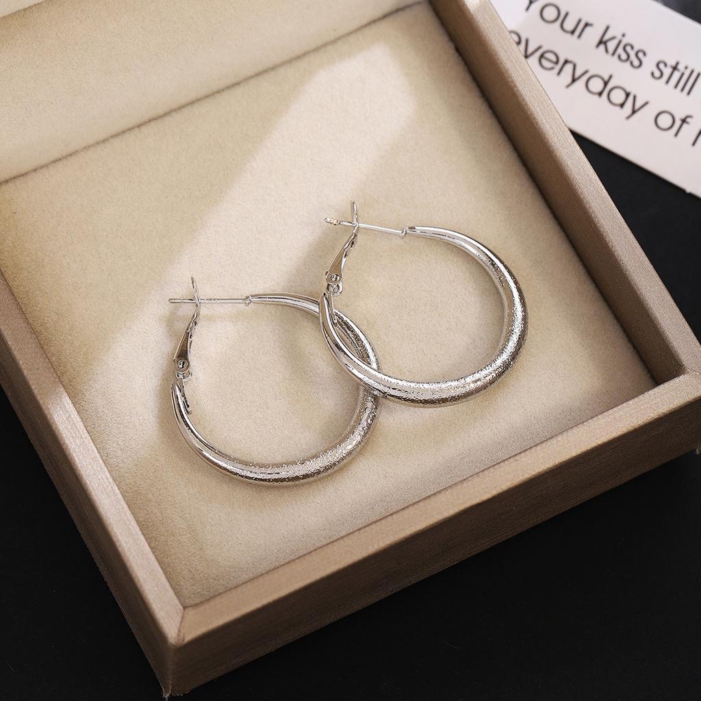 Autumn And Winter Matte Gypsy Plain Ring Ear Buckles, Light Luxury And High-End Sense, Simple And Small Temperament Earrings