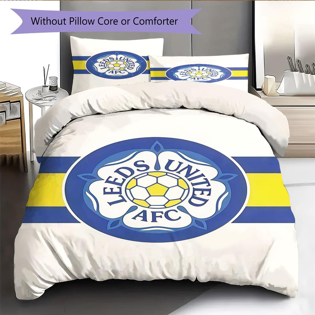 LUFC Logo Bedding Quilt Set Quilt Cover Pillowcase Home Decoration Birthday Gift (1 * Duvet Cover + 2 * Pillowcase, Without Core)