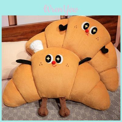 Cartoon Croissant Shape Cushion With Plush Cover For Bed Sofa Lounge