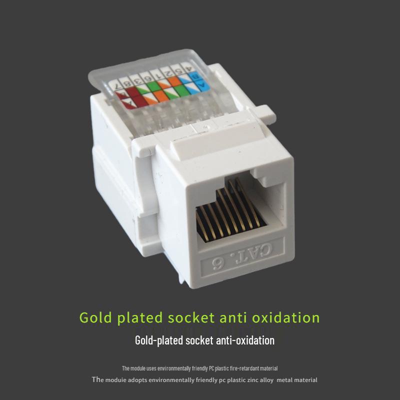 Cat6 RJ45 Gigabit Ethernet Tool-Free Network Jack and Socket with Integrated Cabling Plug.