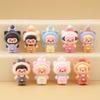 9pcs Creative Cat Head Overalls Girl Model Doll Ornament Set For Collectors