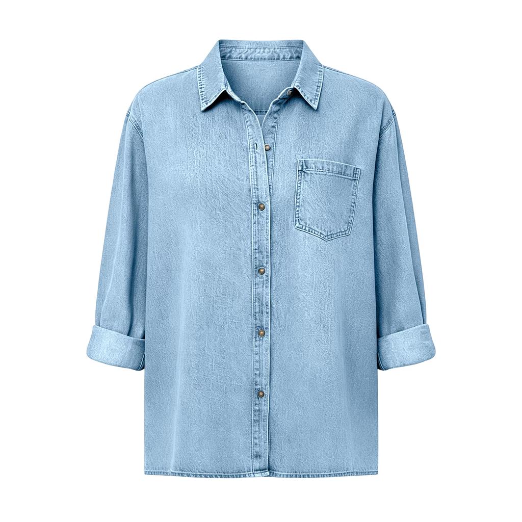 Women's Denim Button Casual Top for Everyday Wear