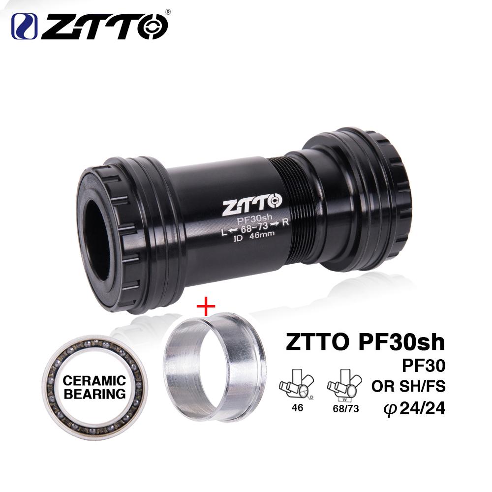 ZTTO PF30sh PF30 Adapter Ceramic Bearing Bicycle Press Fit Bottom Bracket Axle For MTB Road Bike Part 22 24mm Crankset Chainset