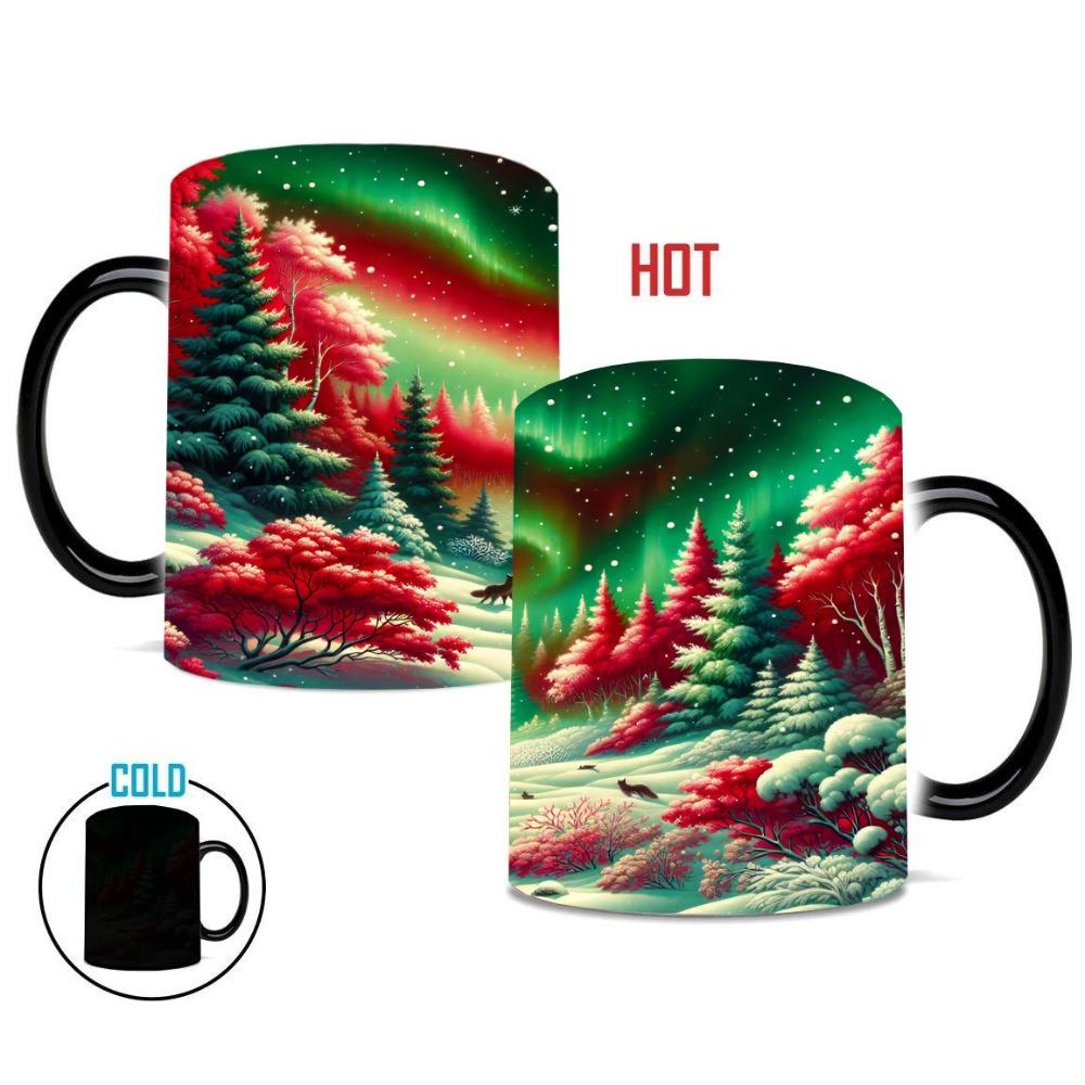 Christmas Northern Lights Color Changing Cup Ceramic Coffee Mug Snowman Christmas Tree