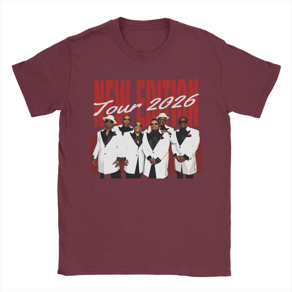New Edition Way Tour 2026 Vintage RB Concert Graphic Printing T Shirt for Men Women Pure Cotton Tee Shirt Clothing