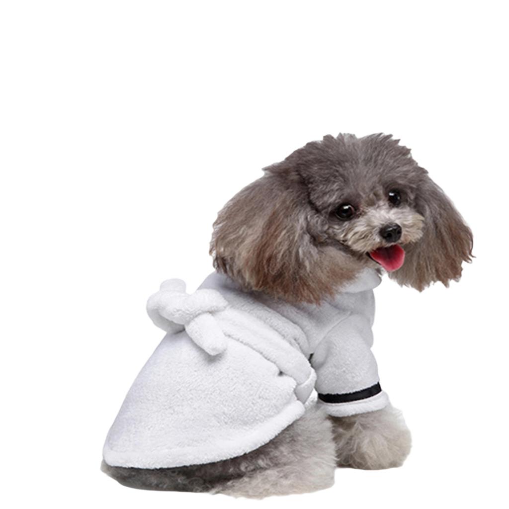 Cats And Dog Gray Coral Fleece Robe For Pet Warmth, Absorbent And Quick-Drying Color Bathrobe And Towel