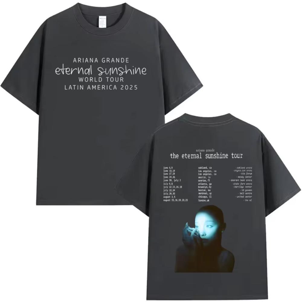 Herren Damen Ariana Grande The Eternal Sunshine Tour Beidseitiger Aufdruck Rundhals T-Shirt Gothic Streetwear Harajuku Lockere Kleidung