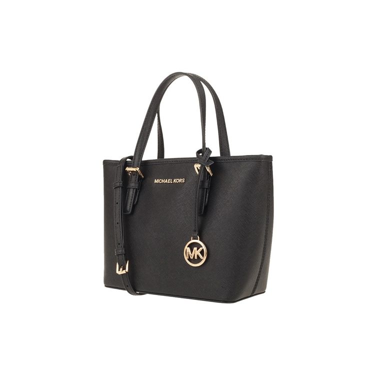 Michael Kors Bolso de mano de cuero liso con logo Jet Set Minimalist para mujer Negro 35T9GTVT0L-BLACK