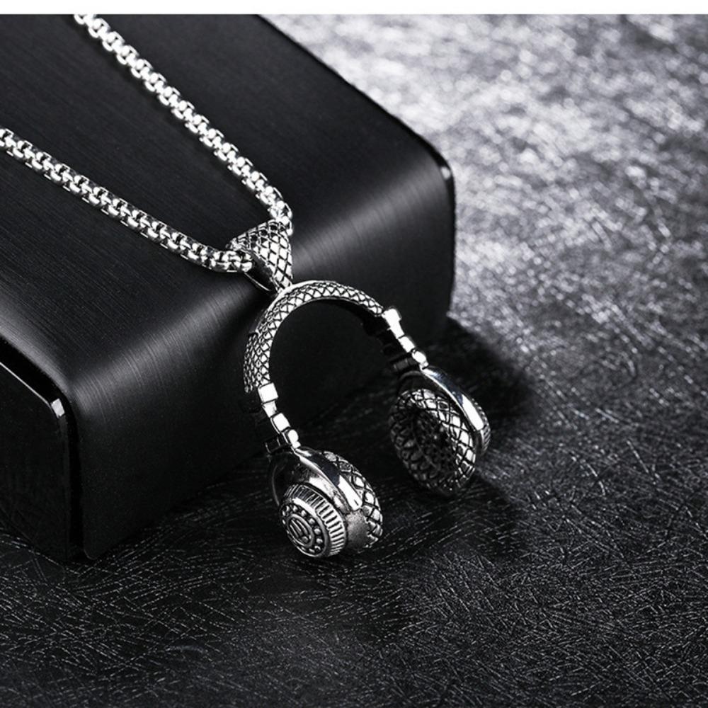 Punk Rock Style Headphone Pendant Necklace Men's Hip Hop Chain Necklace