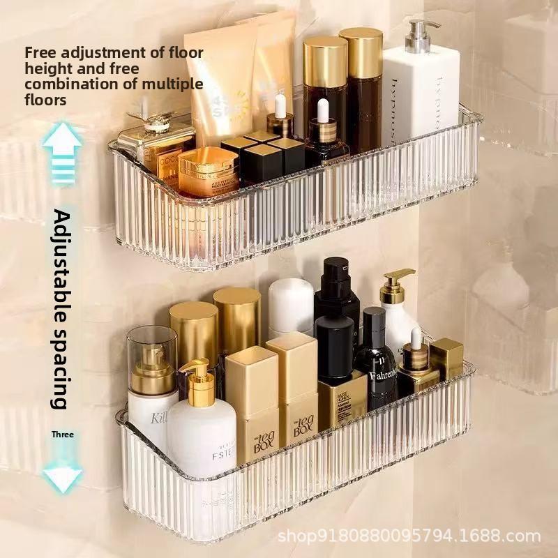 Bathroom Hole-free Wall-mounted Washstand and Cosmetics Storage Rack On Wall
