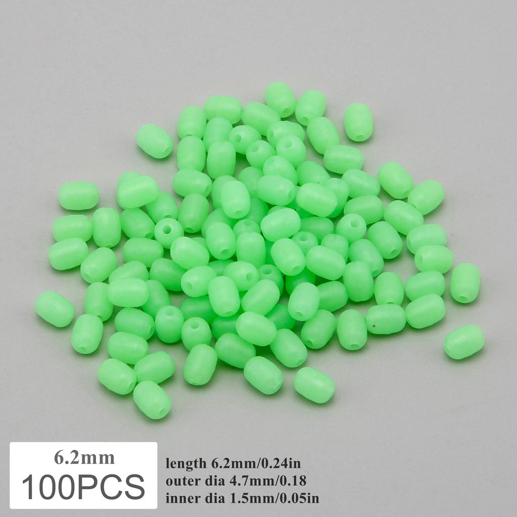 100Pcs Cylindrical Luminous Soft Fishing Beads 5 Optional Sizes 5.2mm 6.2mm 7.2mm 8.3mm 10mm Practical Sea Fishing Tackle Accessories