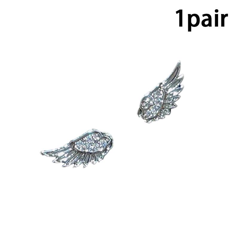 1pair new Creative Angel Wings Stud Earrings Women Studs Birthday Jewelry Gift Sterling Silver Hip Hop Vintage Couples