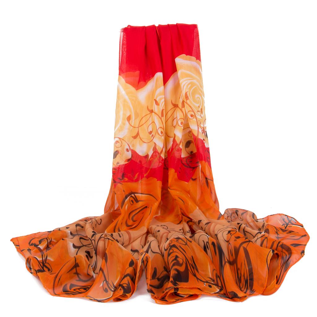 Extra Large Chiffon Printed Scarf White Shawl Dual-purpose Women's Korean Version Autumn and Winter Long Scarf Beach Towel for Women