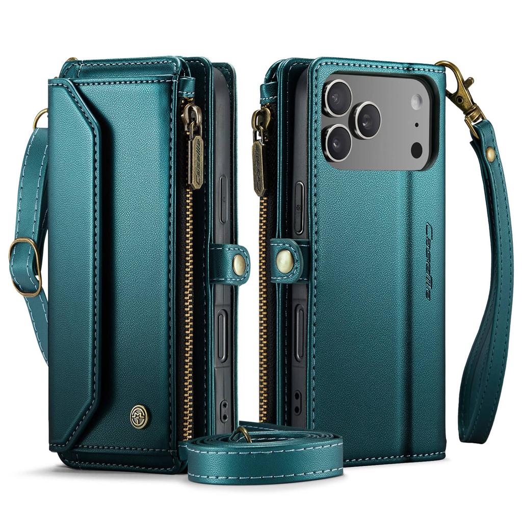 Crossbody Wallet Case for iPhone 17 Pro Max/17 Pro/Air, RFID Blocking PU Leather with 7-10 Card Holder, Wristlet Shoulder Strap