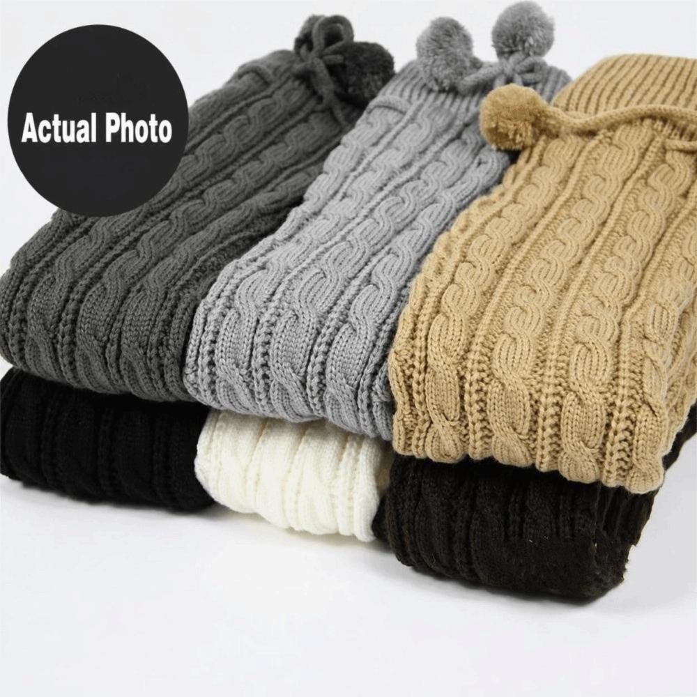 Thickened Long Boot Socks With Hairball Over Knee Boot Cuffs New Crochet Socks for Women