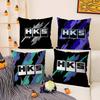 Retro Pattern H-Hks Pillow Case Office Sofa Dorm Chair Back Short Plush Double-Sided Printing Home Cushion Cover