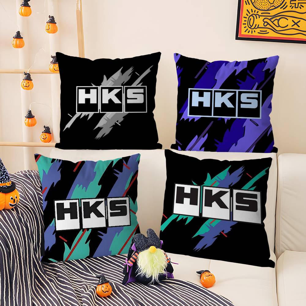 Retro Pattern H-Hks Pillow Case Office Sofa Dorm Chair Back Short Plush Double-Sided Printing Home Cushion Cover