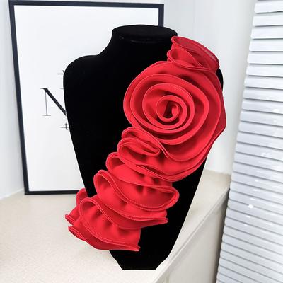 1PC Big Flower Patch Wedding Dress Accessories DIY Chest Flower Rose Flower Patch Hundred Fold Lace Polyester 30x16cm