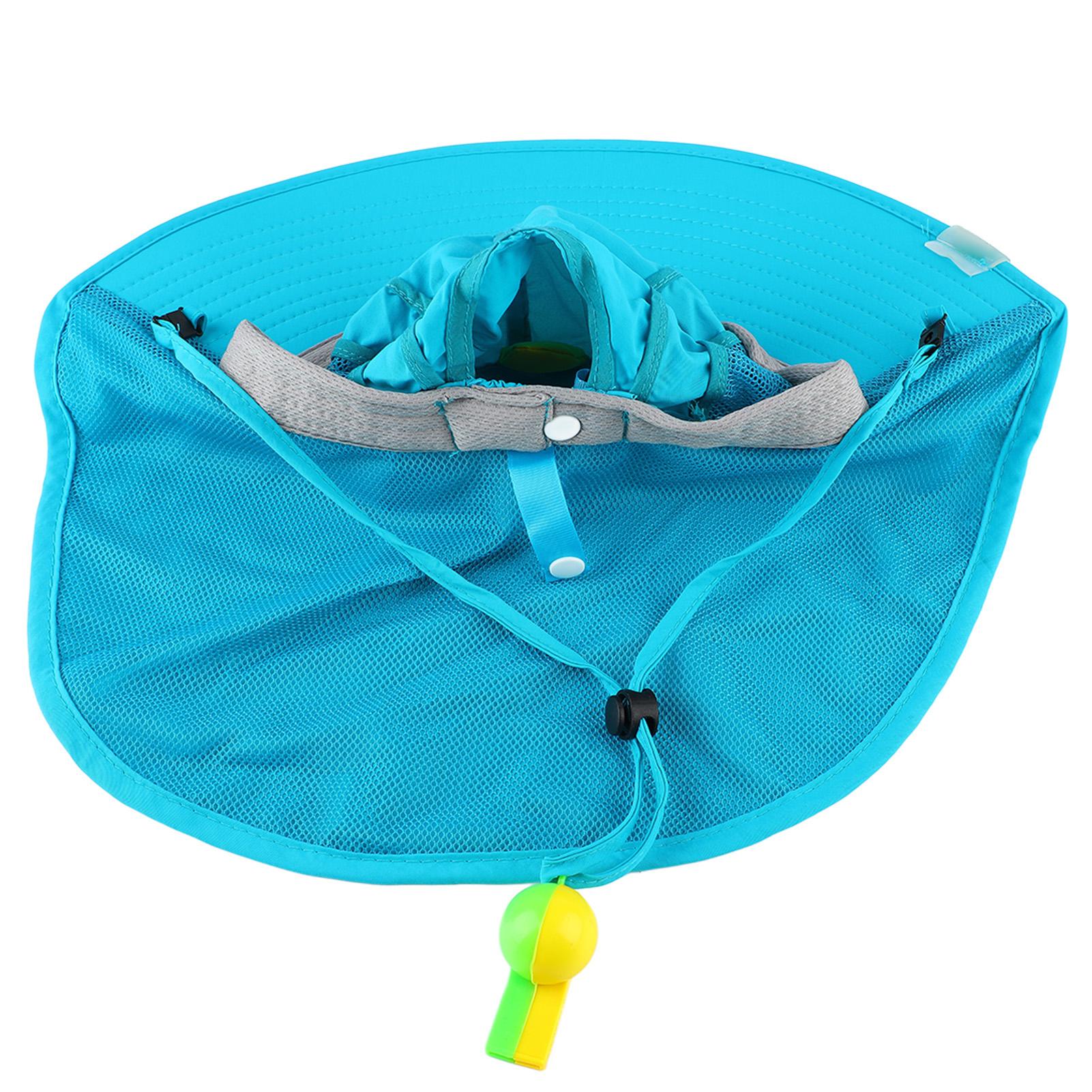 

Летняя детская солнцезащитная шляпа-шаль с принтом в виде мультфильма и свистком, цвет голубой