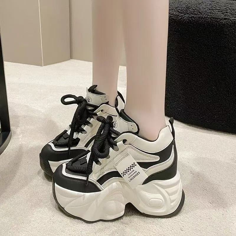 

thicksoled muffin little white shoes women s ins tide autumn new models inner height increase hightop leisure 34