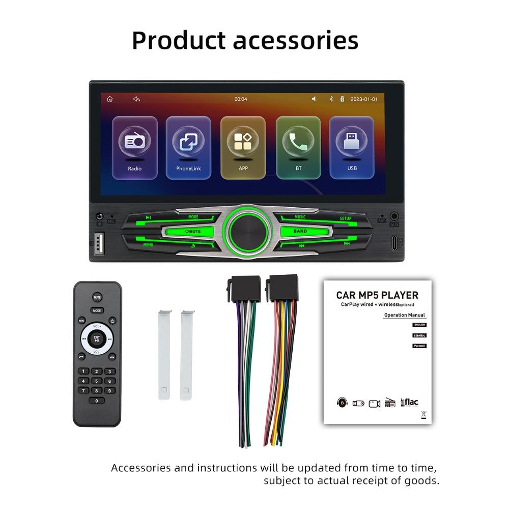 7-calowy samochodowy odtwarzacz MP5 z ekranem dotykowym i ekranem dotykowym 1 Din Radio samochodowe Carplay i Android Auto do uniwersalnego odtwarzacza multimedialnego radia samochodowego