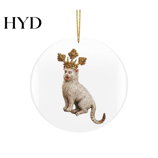 Art History Christmas Ornament Medieval Grotesque Pendant Flat Acrylic Printed Gothic Gargoyle Charm with Unusual Festive Bizarre Manuscript