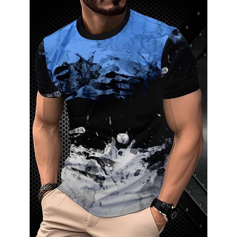 Original Chinese style ink splash style men s short-sleeved T-shirt S