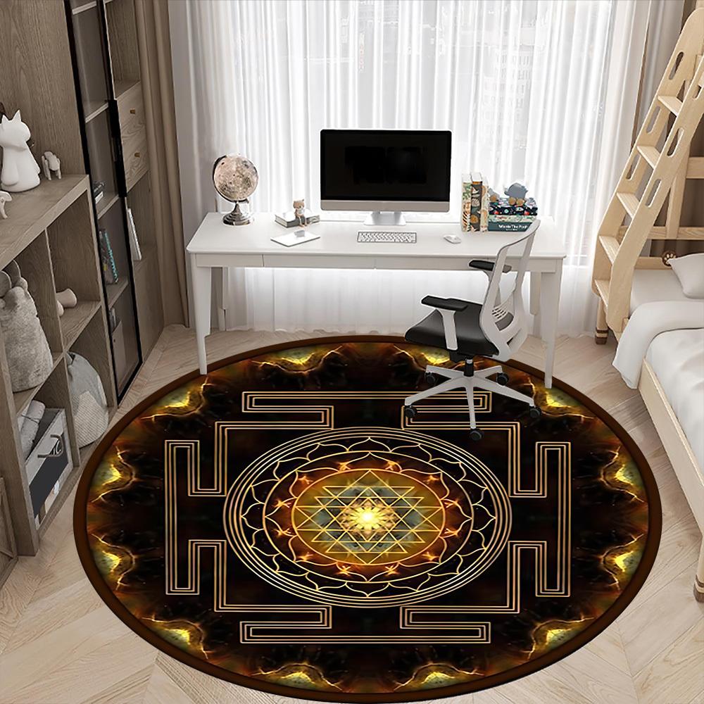 1PC Sacred Geometry Symbol Chair Carpet for Office Non-Slip, Lightweight, Machine Washable Rug for Office, Sleeping, Room - Holiday Decoryy251009028